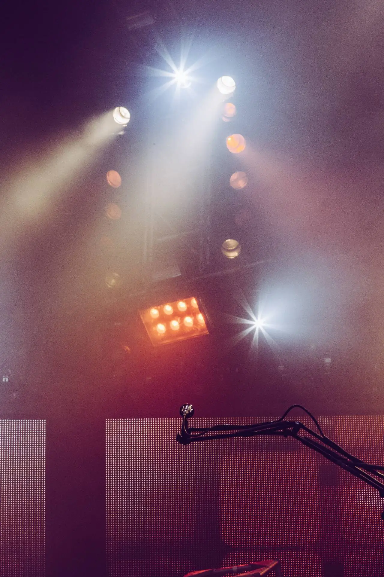 Stage lights and microphone
