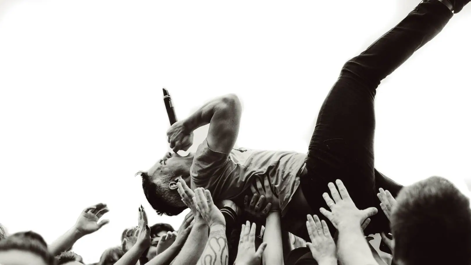Crowd surfer at rock show